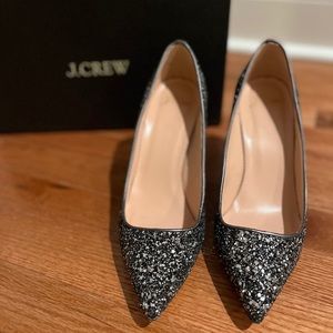 J.Crew silver sparkle heels. Size 8.5. Like new condition.